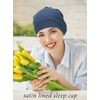 SATINIOR 4 Pieces Satin Lined Sleep Cap Hat Slouchy Beanie Slap Hat for Women (Black, Grey, Dark Blue, Pink), Medium