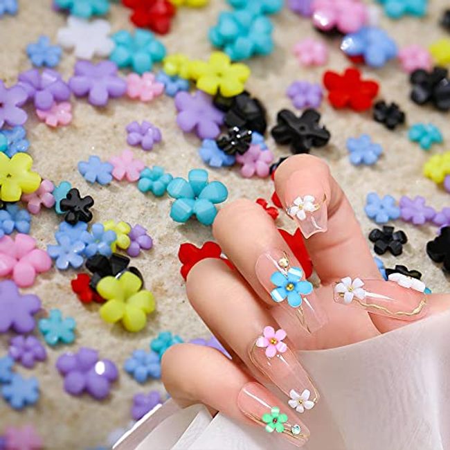 3D Flower Nail Charms, 6 Grids 3D Nail Flowers Rhinestones for Acrylic  Nails, Acrylic Flowers for Nails with Gold Silver Beads Resin Floral Nail  Art