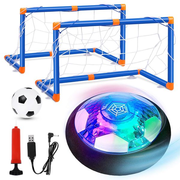 Phlivivi Hover Soccer Balls, 2 in1 Hover Football Toy Set with LED Star Night Light USB Rechargeable Bumper Sports Games Gift for Boys Age 6 7 8 9 10 11 12 Christmas Birthday Party Present