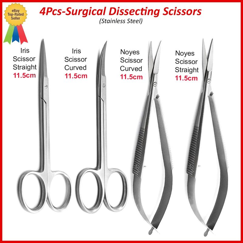 Dental Noyes, Iris Scissors Straight & Curved Micro Surgery Surgical ...