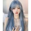 Emgrande Wig Creative Line [Supervised by Active Top Stylists] 6-Piece Set, High Tone Color, Women's Wig Bob, Semi-Long, Small Face Effect, Full Wig, (Blue Mesh Brown, DY47A)