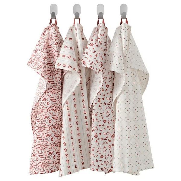 Ikea Inamaria: Kitchen Cloth, 17.7 x 23.6 inches (45 x 60 cm), Set of 4, Patterned/Red/Pink (304.930.72)