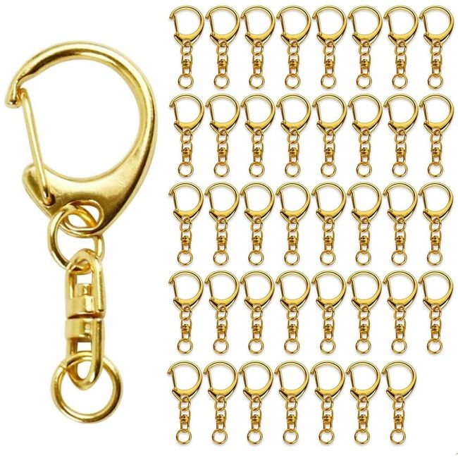 50 Pcs Key Chain Metal Fittings Key Chain Metal Nascan Resin Parts, Key Chain Parts, Rotating Hook with Round Can Included, One Touch Accessory Parts, Key Ring, Strap, Nascan, Crafting Supplies,