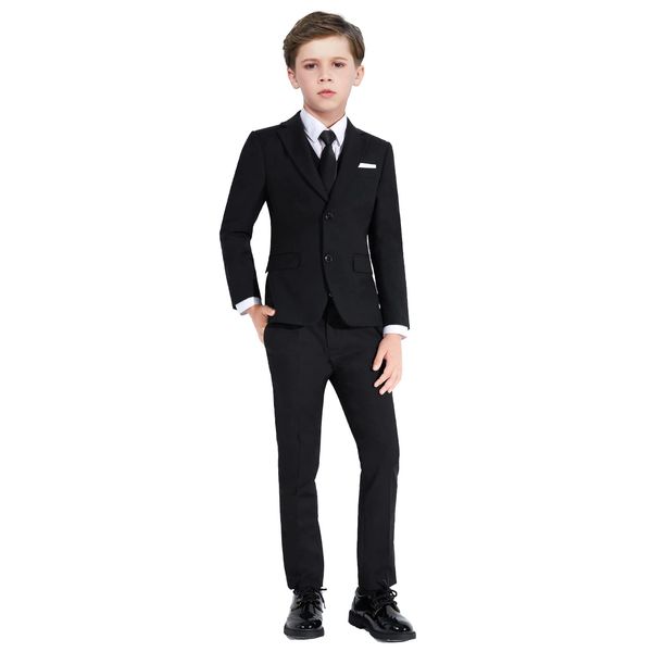 Almighty Magic Boy's Formal Suits Slim Fit Boys Suit Set Dresswear Ring Bearer Outfit Kids Wedding Dress Clothes Black