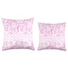 Quilt Patchwork Collage Summer Toile Teddy Bear Floral Pink Throw Pillow