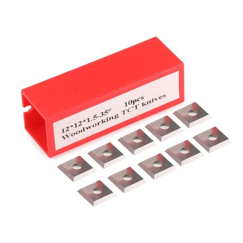Square Corners 12mm Carbide Inserts, 12mm Length x 12mm Width x 1.5mm Thick, 35 Degree Cutting Angle, 4-Blade Straight Hole, Suitable for Replacing Helical Planer Cutter Heads (12 * 12 * 1.5mm)