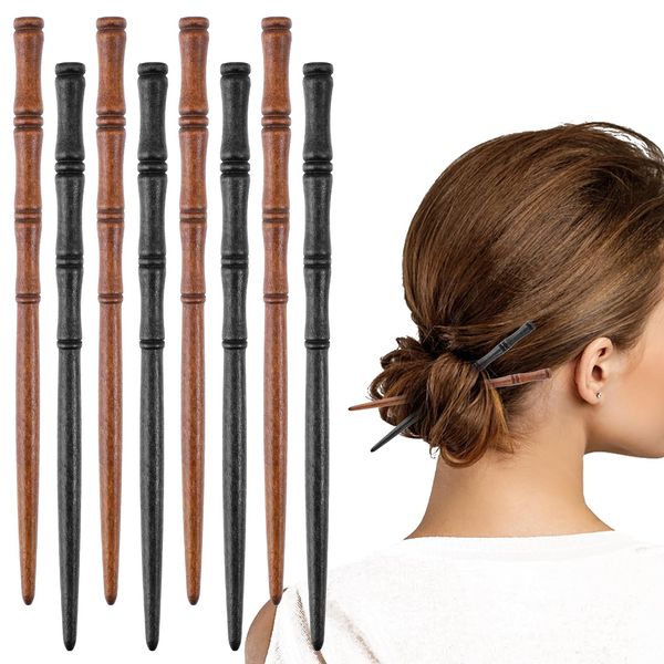 Gjinxi Retro Wooden Hair Holz Haarstäbchen 8 Stück Haarnadel Handarbeit, Bambus Form Chinesische Damen Haar Stäbchen Holz Haarnadel Bambusknoten Haarschmuck Haarklammern für Frauen(2 Farben)