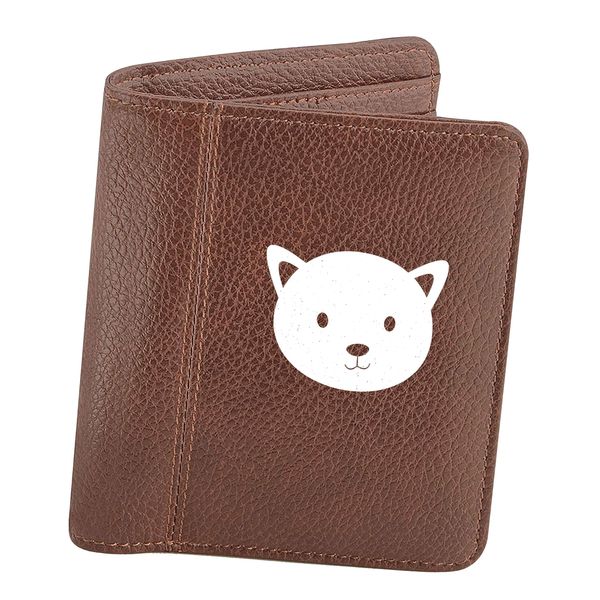 Flox Creative Mens Brown Wallet Cat Face