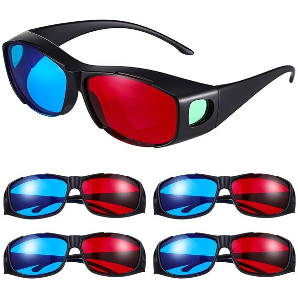 Hemobllo Red Blue 3D Glasses - 5 Pcs Anaglyph 3D Glasses Universal 3D Viewing Glasses 3D Movies Glasses Red and Blue 3D Glasses for Home Cinema Theater TV Game