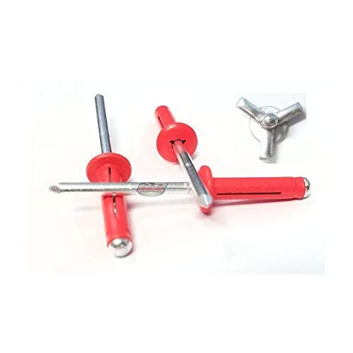 Racer's Speed Shop Florescent Red 3/16" Small Head Tri-Fold Exploding Aluminum Mandrel Pop Rivets 25 Pack