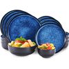 Ceramic Plates and Bowls Set - Dinnerware Set - Microwave and Dishwasher Safe - 