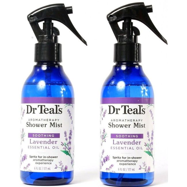 2 Count Dr. Teal's Aromatherapy Shower Mist Soothing Lavender Essential Oil 6 oz