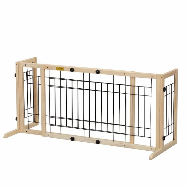 COZIWOW 4 Panel Wood Wire Pet Gate Cat Fence,Freestanding Dog Barrier Indoor