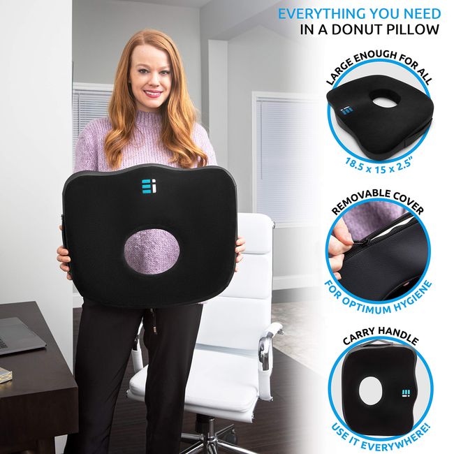 Seat Cushion, Office Chair Cushions, Butt Pillow for Long Sitting, Black  Memory Foam Chair Pad for Back, Coccyx, Tailbone, Lower Back Pain Relief 