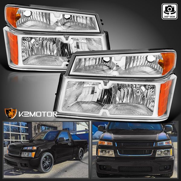 Fits 2004-2012 Chevy Colorado GMC Canyon Clear Headlights+Par