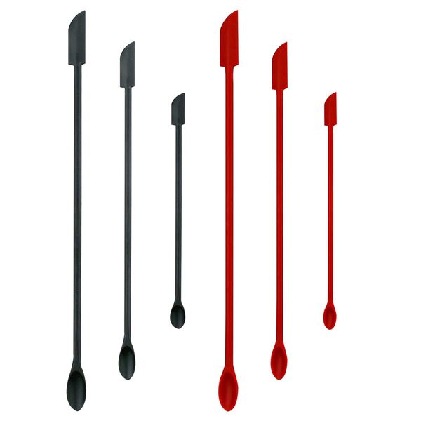 6 Pieces Silicone Spatula Set Mini Thin Jar Scraper Small Rubber Spatula for Makeup Tiny Spatulas Lotion Stirrer Get Last Drop from Beauty Products Kitchen Bottles Cosmetic Bottles (Red + Black)