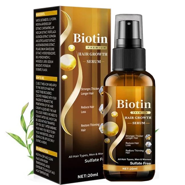 Hair Growth Spray - Hair Growth Serum with Biotin - Hair Serum for Hair Growth - Hair Loss Treatment For Men, Women - Biotin Thickening Herbal Serum - Biotin Premium Herbal Serum - 20ml