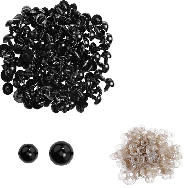 Safety Eyes for Crochet Toys - 200pcs Plastic Black Safety Eyes - Safety Eyes Toy Eyes - Plastic Safety Eyes with Washer - safety Eyes with Washers,for DIY Making Soft Toy Crafts Decorations(8mm,10mm)