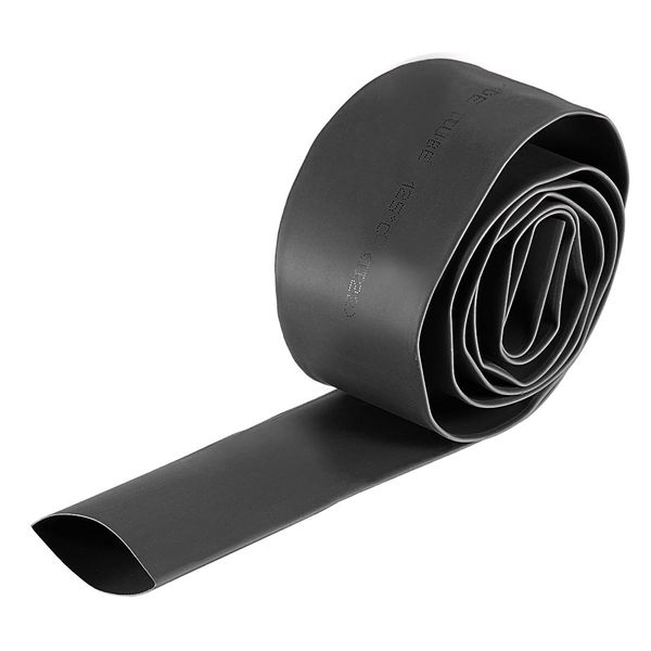 sourcing map Heat Shrink Tubing, 22mm Dia 37mm Flat Width 2:1 rate Shrinkable Tube Cable Sleeve 1m - Black