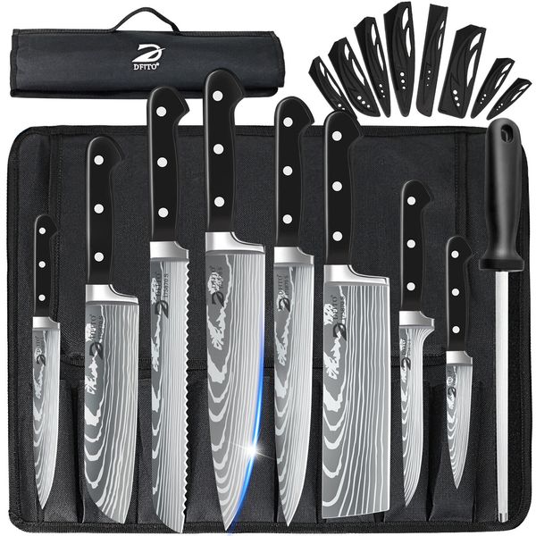 Handmade HAND FORGED DAMASCUS STEEL CHEF KNIFE Set Kitchen Knives with Bag