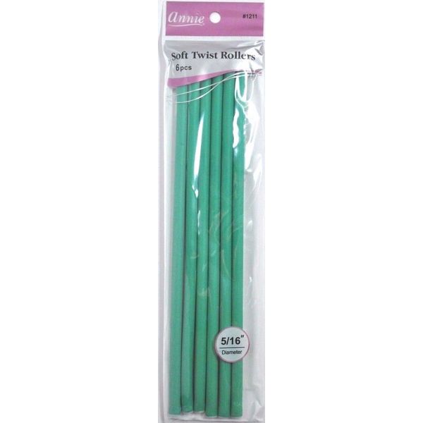 BRAND NEW ANNIE #1211 SOFT TWIST ROLLERS 5/16" x 10" 6PCS GREEN