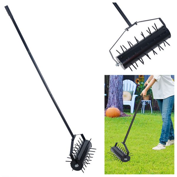 58-inch Rolling Manual Push Lawn Aerator for Lawns Filled with Sand Or Stone