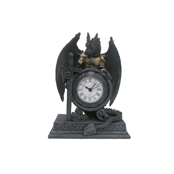 Gothic Armoured Dragon Mantle Clock
