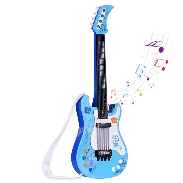 Kids Guitar, Jakeloo Toddler Guitar Toy Baby Electric Guitar Childrens Guitar Musical Toy Electric Guitar Toddler Electric Toy Guitar with Strap Ideal for 3 4 5 7 8 Year Old Boys Girls Gifts (Blue)