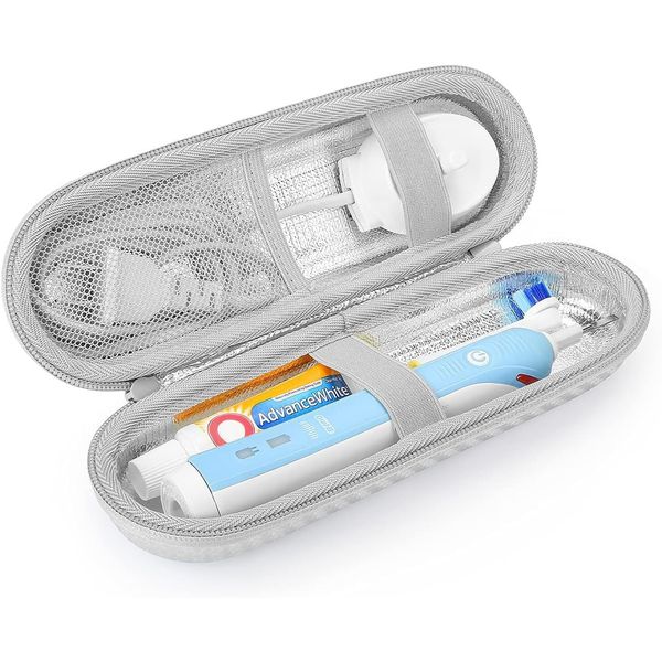 Case for Braun Oral B Smart Series/Fairywill Sonic/Sporzin/Philips Sonicare Electric Toothbrush with Accessories Storage, Portable Hard Case Travel Protective Cover (Silver)