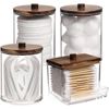 4 Pack Qtip Holder Bathroom Container, 10/7Oz Cotton Ball/Swabs Dispenser, Apoth
