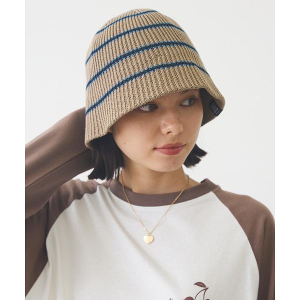 Milkfed STRIPE KNIT Hat, Women's Hat, beige