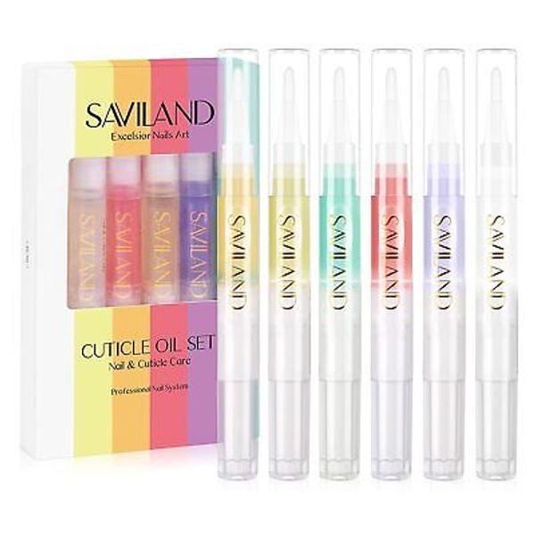 SAVILAND Cuticle Oil Pen 6PCS -Vitamin E Nail Softener & Strengthener for Repair