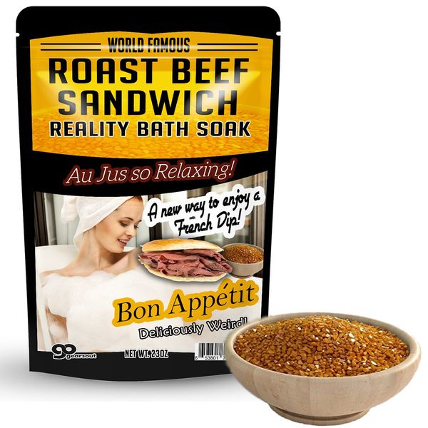 Roast Beef Sandwich Bath Soak – Amber Bath Salts Luxury Bath Funny Girlfriend Gifts for Best Friends Bath and Body Gifts for Men Sea Salts Funny Spa Gifts for Men Weird Gifts Au Jus French Dip