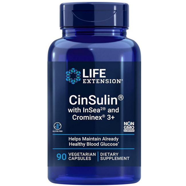 CINSULIN with INSEA 2 and CROMINEX 3+ BLOOD SUGAR SUPPORT 90 Caps LIFE EXTENSION