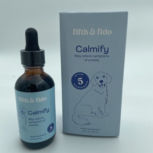 Fifth & Fido Calmify Melatonin Dog Supplement, Relieve Anxiety 2oz 5/24 SEALED