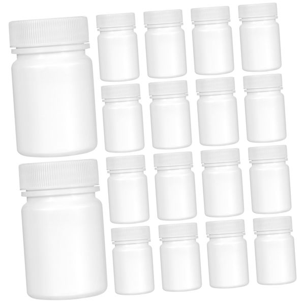 Milisten Travel Wallet 20pcs Empty Bottles Portable Medicine Chemical Container Case Reagent Bottle with Screw Cap for Home Travel 50ml Tablet Holder