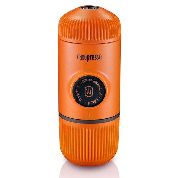 WACACO Nanopresso Portable Espresso Maker, Upgrade Version of Minipresso, 18 Bar Pressure, Orange Patrol Edition, Small Travel Coffee Maker, Manually Operated, Compatible with Ground Coffee