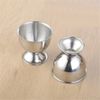 REOVE Egg Cups Set Stainless Steel Soft Boiled Egg Cups Holder Stand Egg Cup Tray Include 4 Eggs Kitchen (Silver)