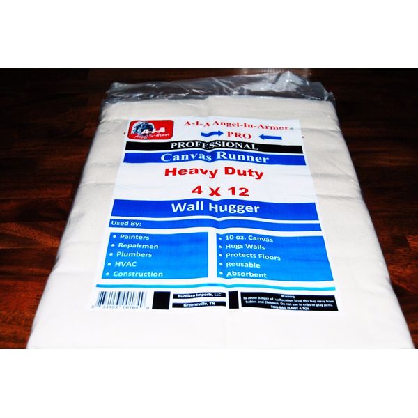 4 Pak Canvas Drop Cloth / Runner / 4 X 12 / Professional / Heavy Duty / 10 Oz.