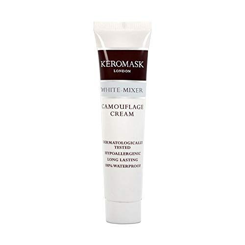 Keromask Full Coverage Hypoallergenic Concealer White Mixer to Camouflage Vitiligo, Tattoos, Redness and Rosacea, Waterproof and Suitable for All Skin Types 1 x 15ml