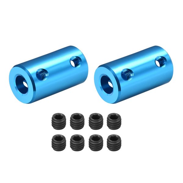 DMiotech 2pcs 8-8mm Bore L25xD14 Rigid Coupling Shaft Coupling Joint Connector with Screws Aluminum Alloy Motor Shaft Connector for 3D Printer Blue