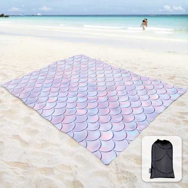 Sunlit Design Beach Blanket Sand Mat Multicoloured Mermaid Lavender