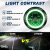 7" LED Headlight Green Angel Eyes For Harley-Davidso