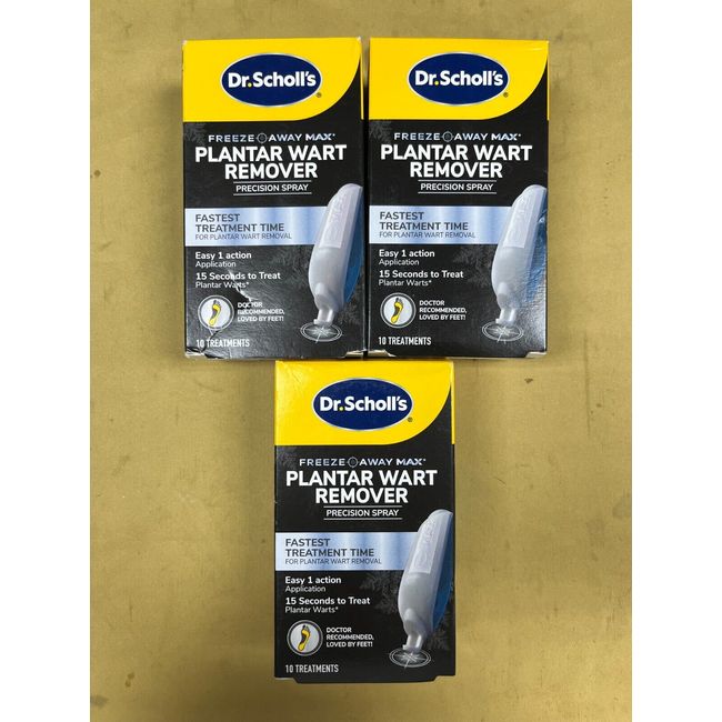 3 New Dr. Scholl's Freeze Away Max Plantar Wart Remover - 10 Treatments Each Box