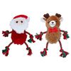 AB TOOLS Dog Fluffy Ropee Reindeer & Santa Squeaky Plush RopeToy Bundle