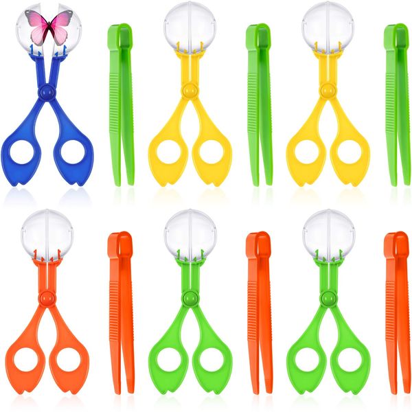 12 Pieces Fine Motor Skill Toys Includes 6 Handy Scoopers 6 Jumbo Tweezers Bug Insects Tweezer Backyard Explorer Outdoor Tool Sensory Learning Tool Skill Development Nature Exploration Observation