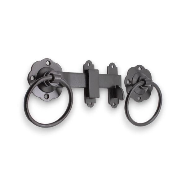 Vintage Style 6" Black Garden Gate Ring Latch or Suffolk Latch Shed Door Handle (6" Plain Ring gate Latch)