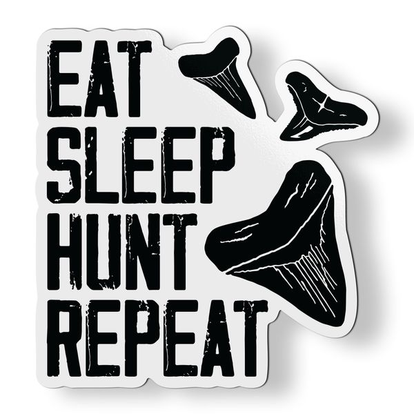 Eat Sleep Hunt Shark Teeth Repeat Magnet - Car Fridge Locker - 5"