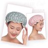 2 Pcs Bath Caps Elastic Band Double Layers Waterproof Shower Caps With Ruffled Edge Covering Ears Keeping Hair Dry Kitchen Oil-proof Cap for Girls and Women