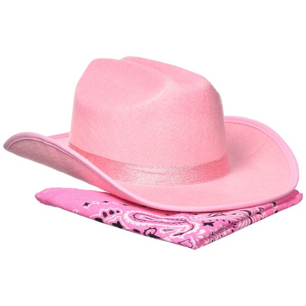 Aeromax Junior Cowboy Hat with Bandanna, Pink Sparkle, youth